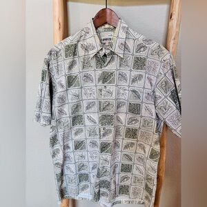 Campia Moda 100% Cotton Tropical Palm Print Button Up Shirt Men’s M
